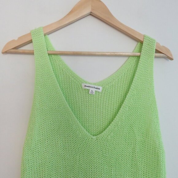 NEWBURY KUSTOM Lime Green Knit Cami Sleeveless Top Festival Summer - Size XL - Picture 4 of 12